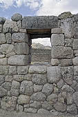 Cusco, Puca Pucara fortres window in an Incan wall 